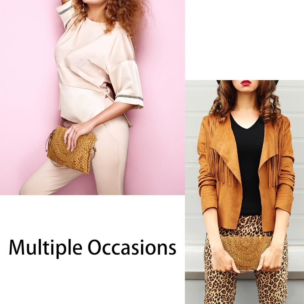 Straw Clutch Purses for Women Woven Straw Crossbody Bags Women's Crossbody Handb - Picture 2 of 7